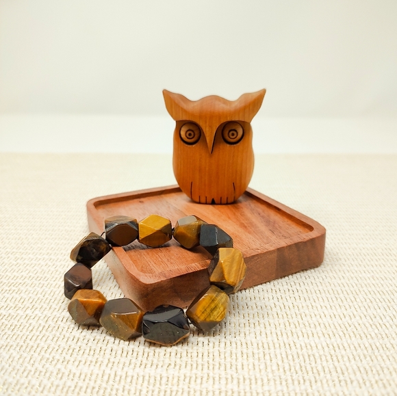 Brown-black natural stone bead handmade stretchy bracelet - Picture 4 of 5